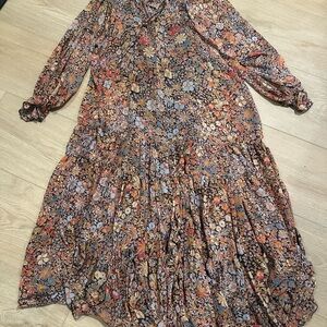 Free People Multicolor Floral Long Sleeve Dress